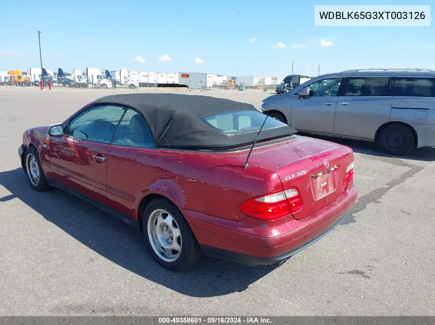 1999 Mercedes-Benz Clk 320 VIN: WDBLK65G3XT003126 Lot: 40358601