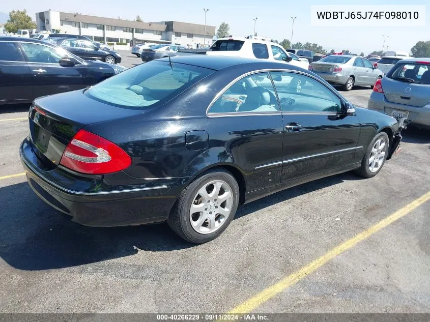 2004 Mercedes-Benz Clk 320 VIN: WDBTJ65J74F098010 Lot: 40266229