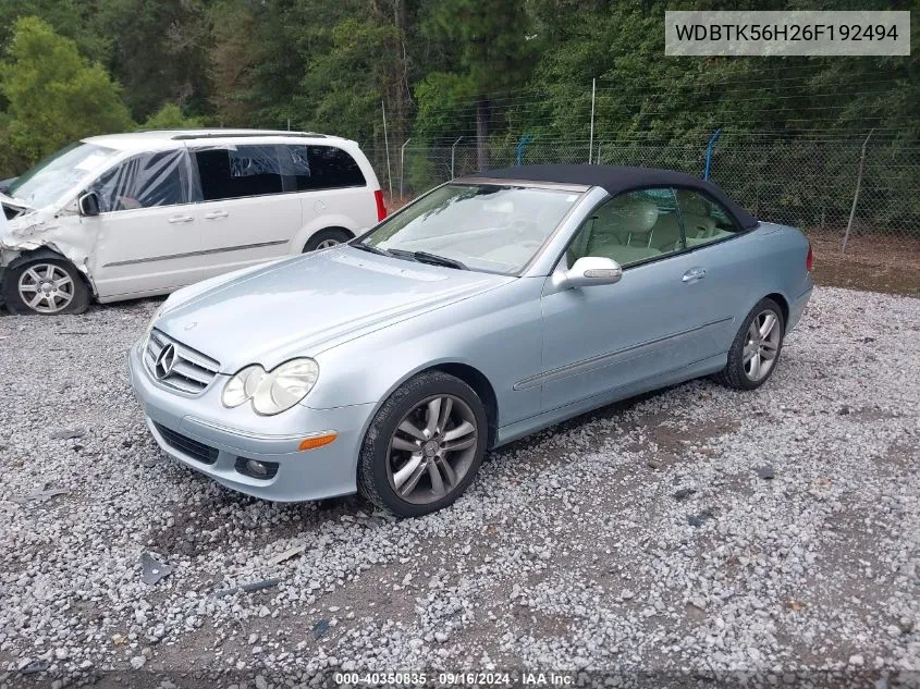 2006 Mercedes-Benz Clk 350 VIN: WDBTK56H26F192494 Lot: 40350835