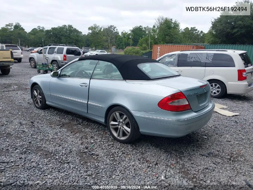 WDBTK56H26F192494 2006 Mercedes-Benz Clk 350