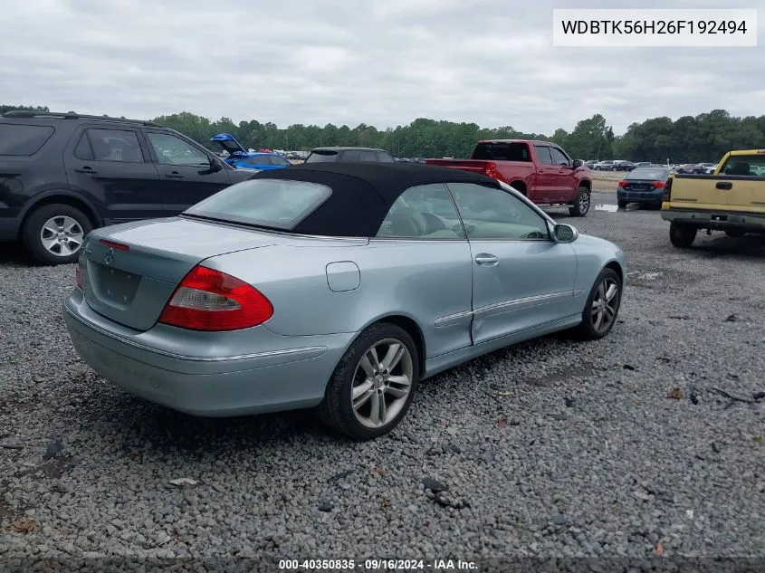 WDBTK56H26F192494 2006 Mercedes-Benz Clk 350