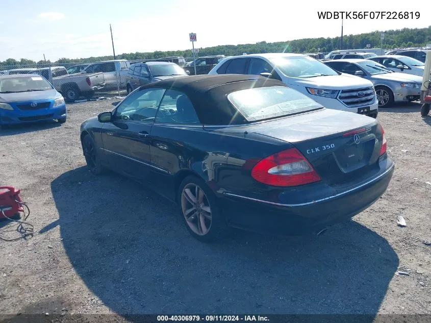 2007 Mercedes-Benz Clk 350 VIN: WDBTK56F07F226819 Lot: 40306979