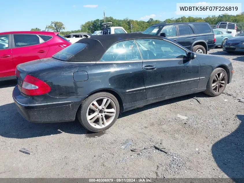 2007 Mercedes-Benz Clk 350 VIN: WDBTK56F07F226819 Lot: 40306979