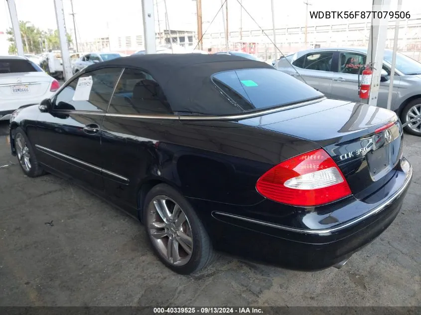 2007 Mercedes-Benz Clk 350 350 VIN: WDBTK56F87T079506 Lot: 40339525