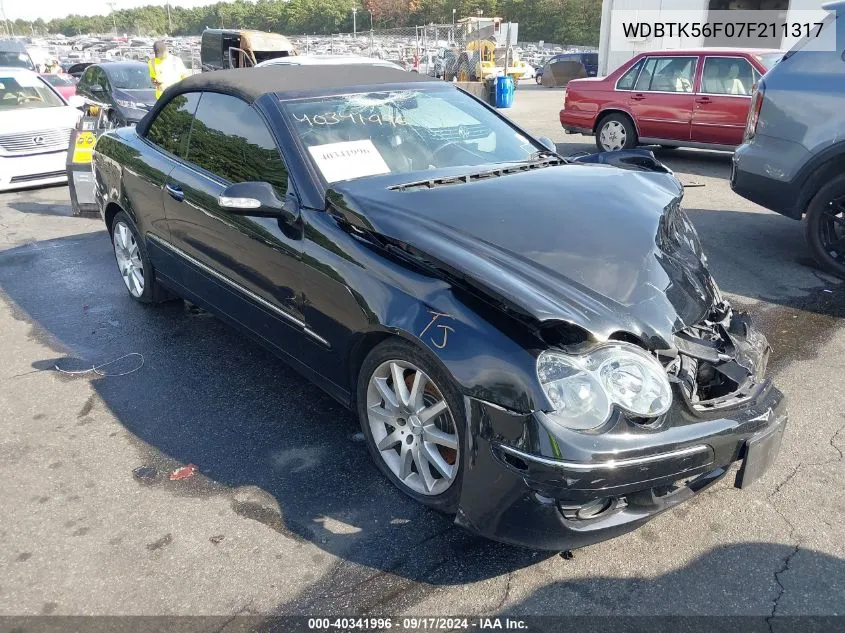 2007 Mercedes-Benz Clk 350 VIN: WDBTK56F07F211317 Lot: 40341996