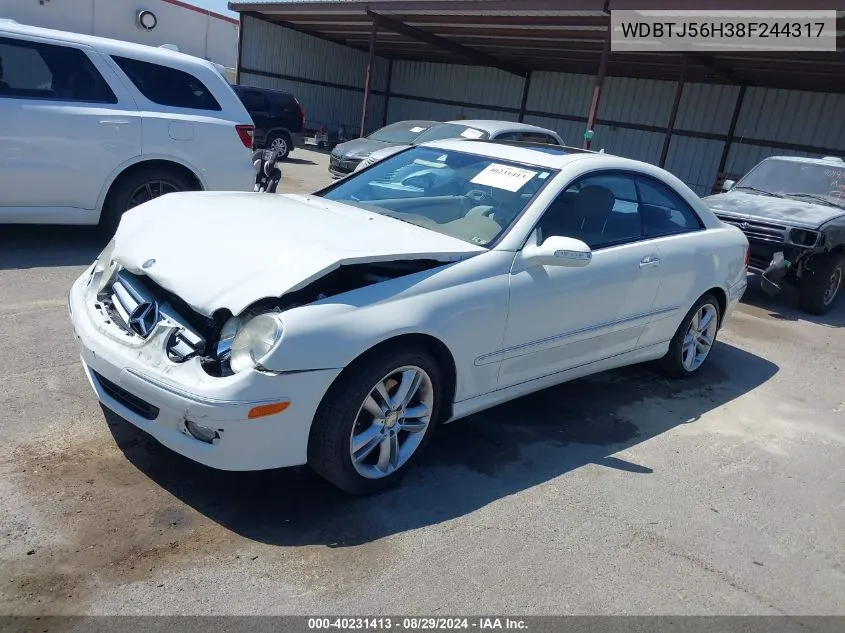 2008 Mercedes-Benz Clk 350 VIN: WDBTJ56H38F244317 Lot: 40231413