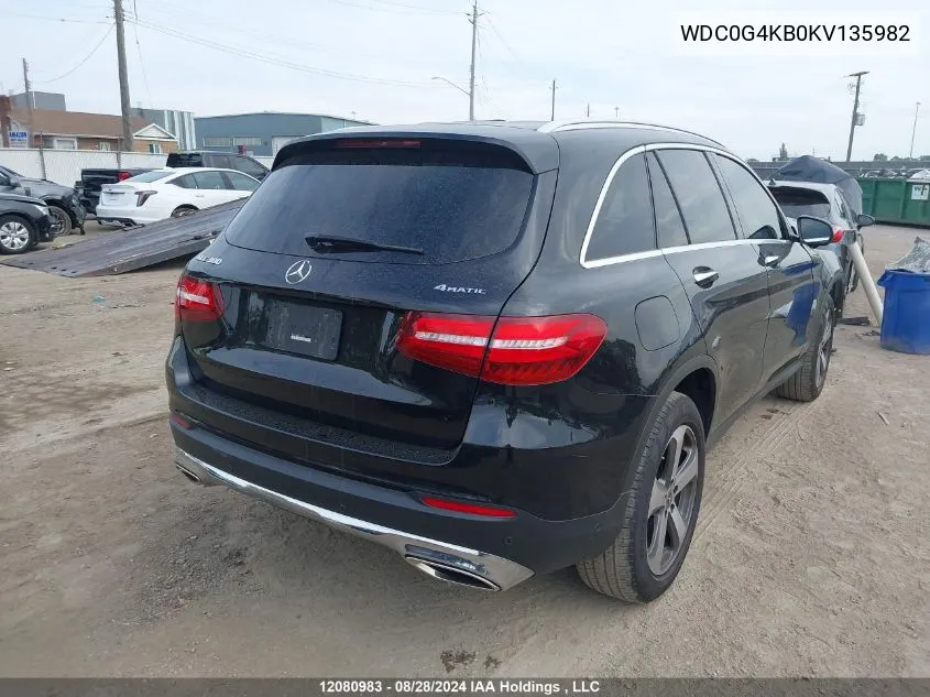 2019 Mercedes-Benz Glc 300 VIN: WDC0G4KB0KV135982 Lot: 12080983