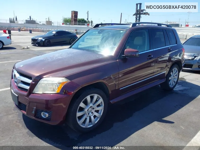 2010 Mercedes-Benz Glk 350 VIN: WDCGG5GBXAF420078 Lot: 40315032