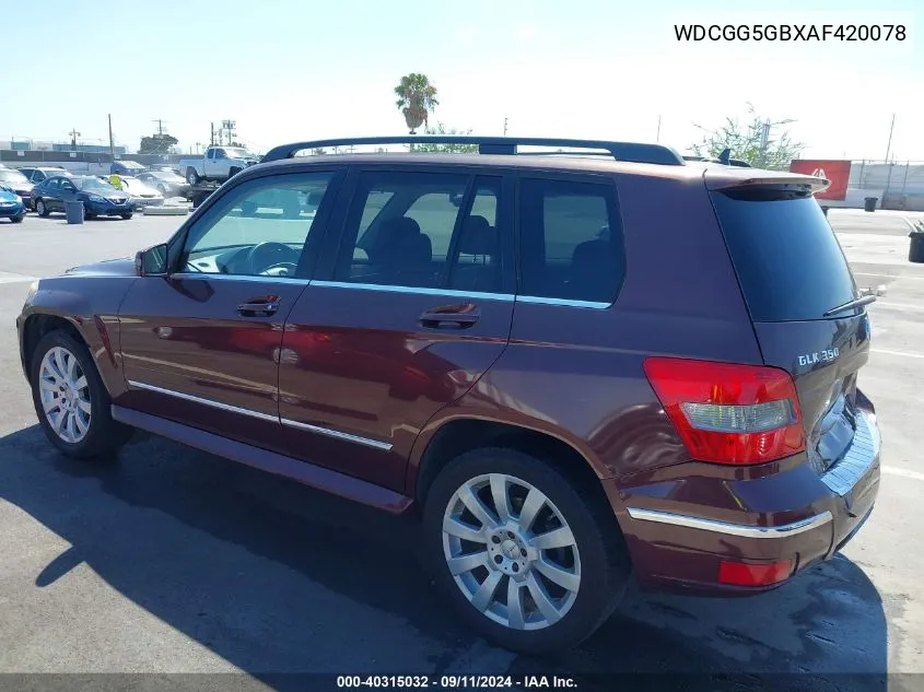 2010 Mercedes-Benz Glk 350 VIN: WDCGG5GBXAF420078 Lot: 40315032