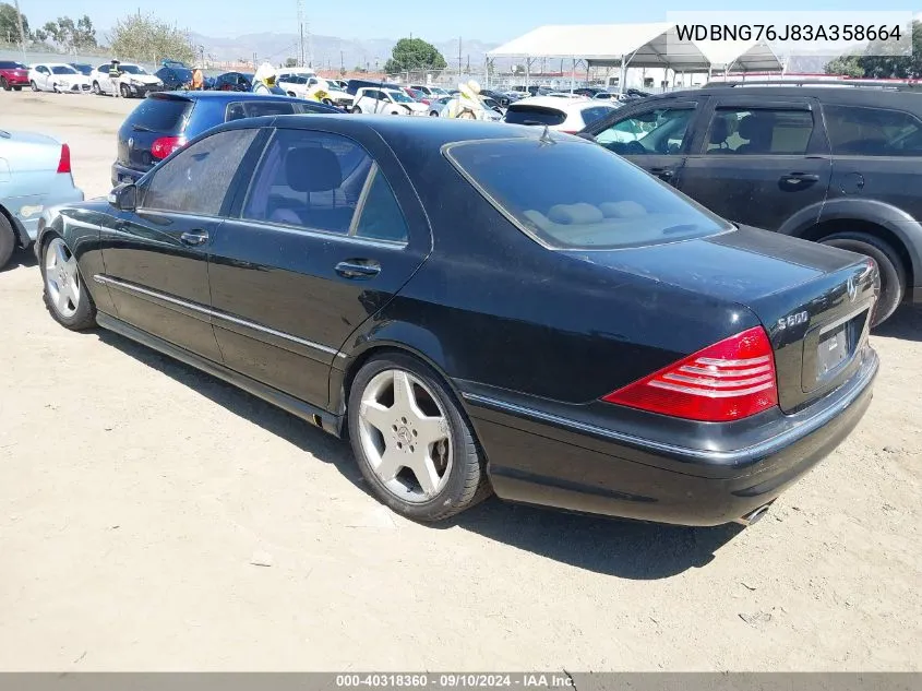 2003 Mercedes-Benz S 600 600 VIN: WDBNG76J83A358664 Lot: 40318360