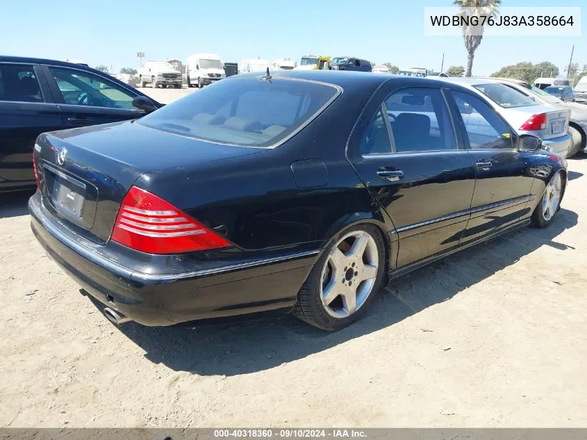 2003 Mercedes-Benz S 600 600 VIN: WDBNG76J83A358664 Lot: 40318360