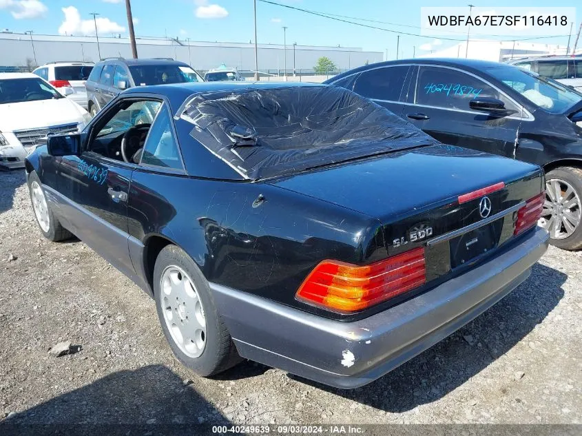 1995 Mercedes-Benz Sl 500 VIN: WDBFA67E7SF116418 Lot: 40249639