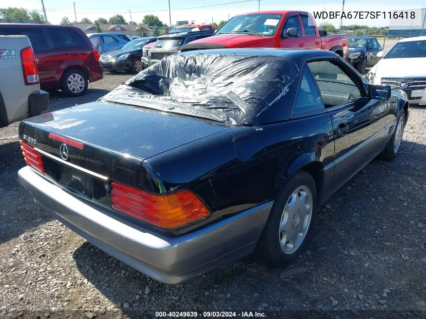 1995 Mercedes-Benz Sl 500 VIN: WDBFA67E7SF116418 Lot: 40249639