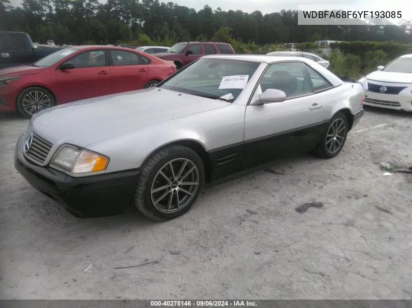 2000 Mercedes-Benz Sl 500 VIN: WDBFA68F6YF193085 Lot: 40275146