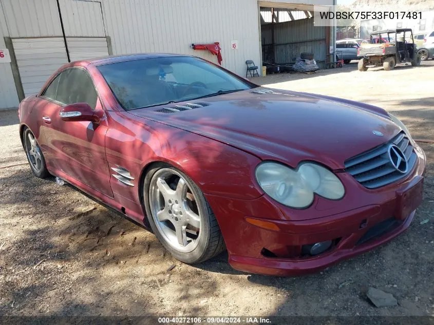 WDBSK75F33F017481 2003 Mercedes-Benz Sl 500 500R