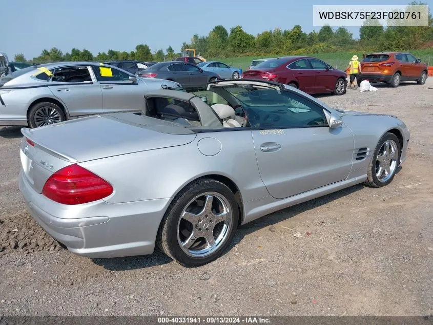 WDBSK75F23F020761 2003 Mercedes-Benz Sl 500