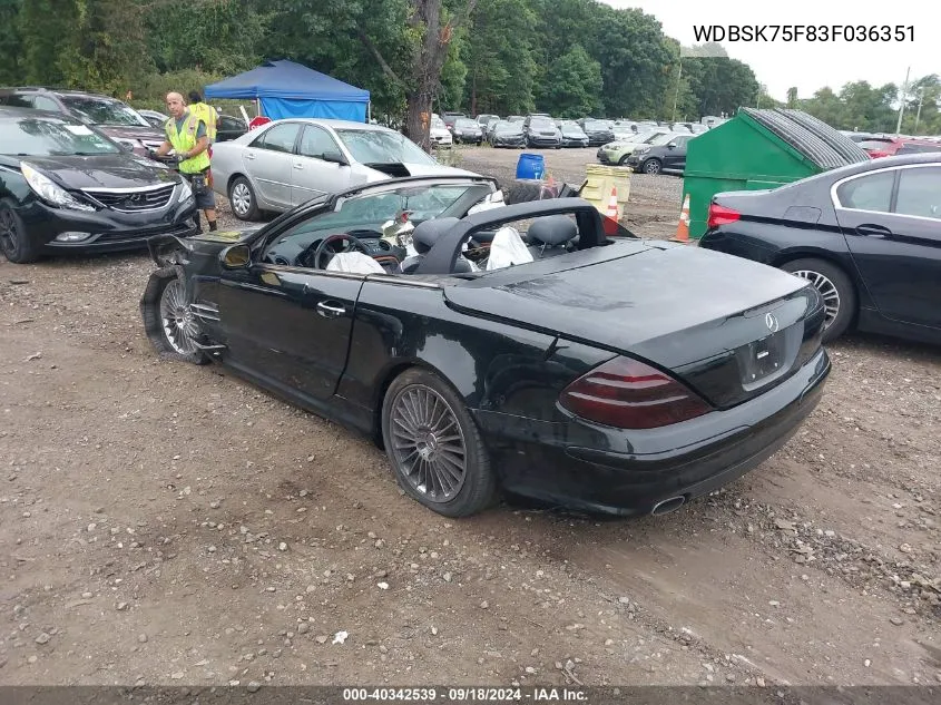 WDBSK75F83F036351 2003 Mercedes-Benz Sl 500R