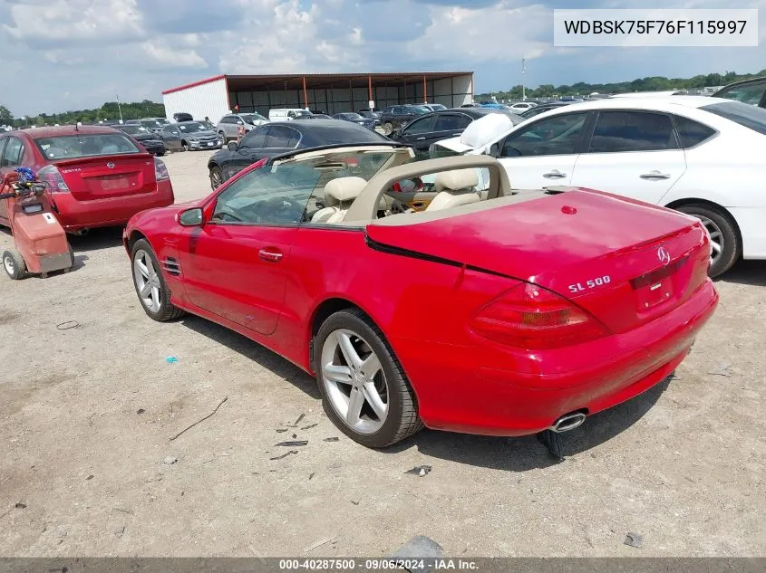 WDBSK75F76F115997 2006 Mercedes-Benz Sl 500