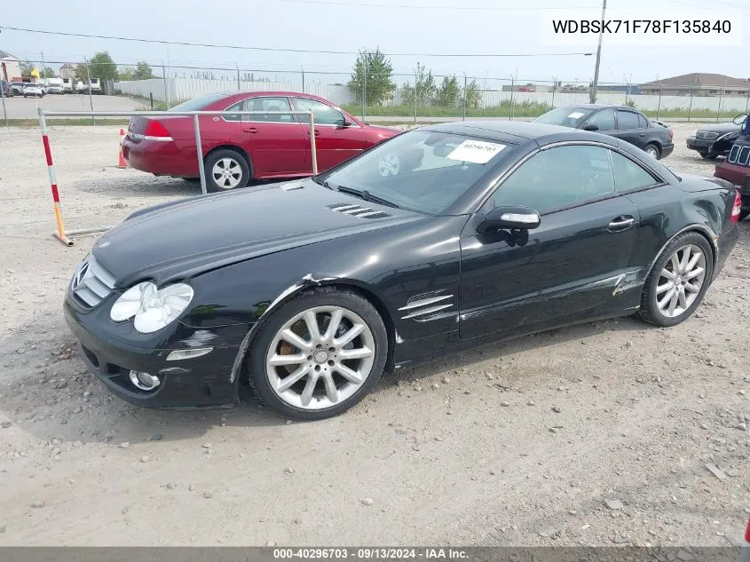 2008 Mercedes-Benz Sl 550 VIN: WDBSK71F78F135840 Lot: 40296703