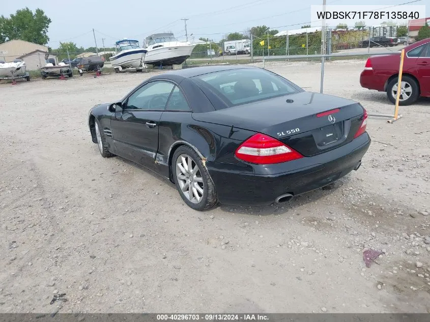 2008 Mercedes-Benz Sl 550 VIN: WDBSK71F78F135840 Lot: 40296703