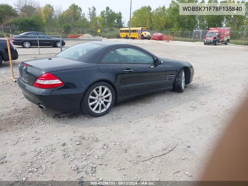 2008 Mercedes-Benz Sl 550 VIN: WDBSK71F78F135840 Lot: 40296703