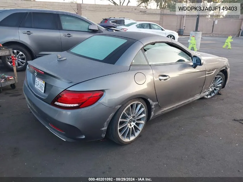 2018 Mercedes-Benz Slc 300 VIN: WDDPK3JA0JF149403 Lot: 40201092