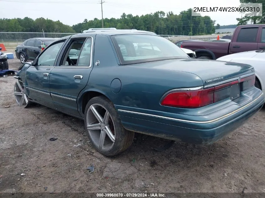 1995 Mercury Grand Marquis Gs VIN: 2MELM74W2SX663310 Lot: 39960070