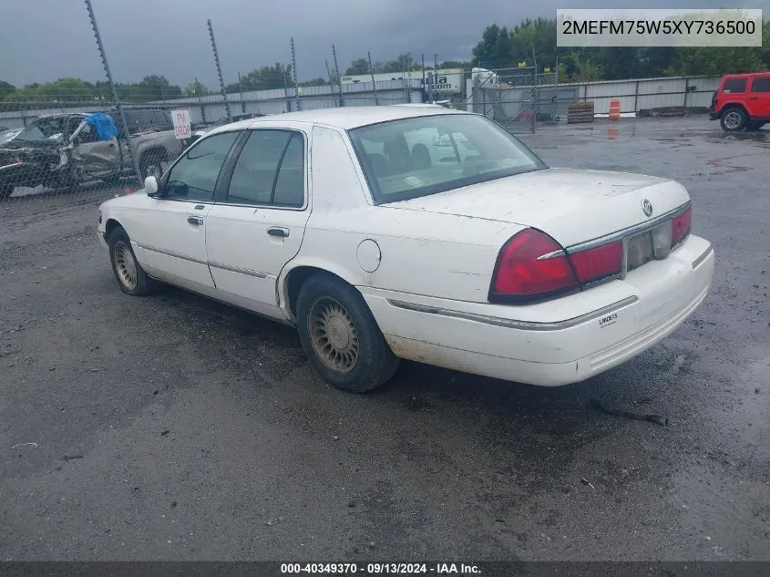 1999 Mercury Grand Marquis Ls VIN: 2MEFM75W5XY736500 Lot: 40349370