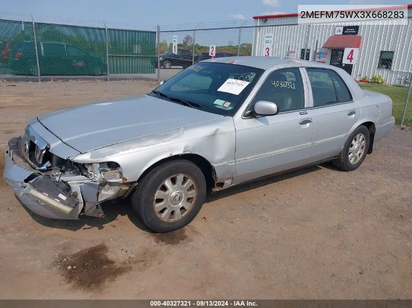 2003 Mercury Grand Marquis Ls VIN: 2MEFM75WX3X668283 Lot: 40327321