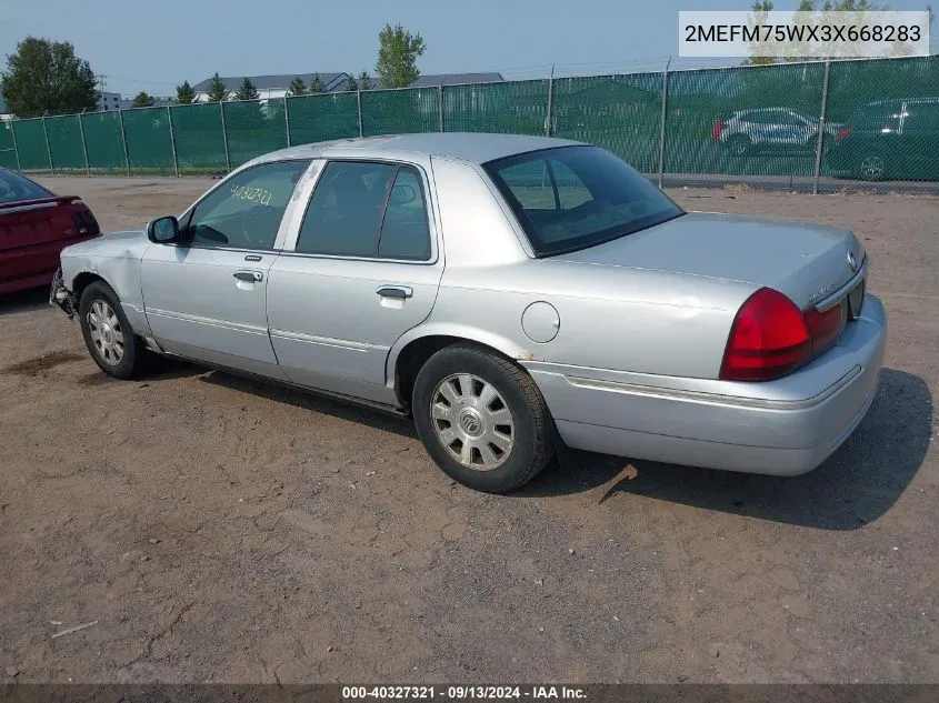 2003 Mercury Grand Marquis Ls VIN: 2MEFM75WX3X668283 Lot: 40327321