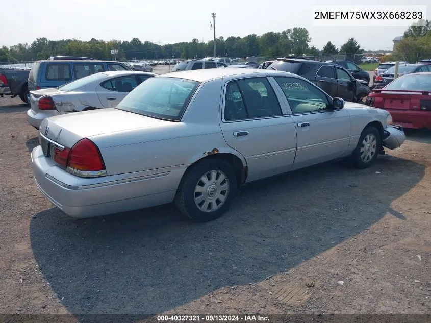 2003 Mercury Grand Marquis Ls VIN: 2MEFM75WX3X668283 Lot: 40327321