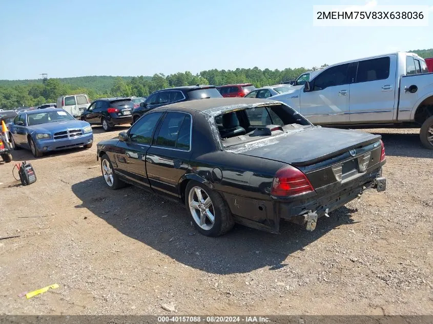 2003 Mercury Marauder VIN: 2MEHM75V83X638036 Lot: 40157088