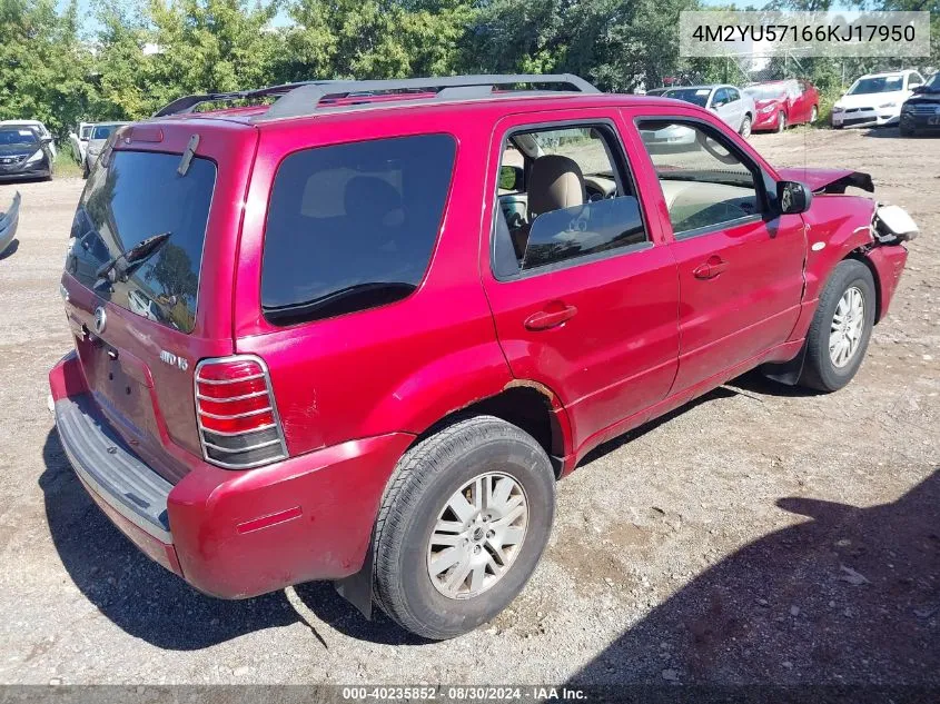 2006 Mercury Mariner Luxury/Premier VIN: 4M2YU57166KJ17950 Lot: 40235852