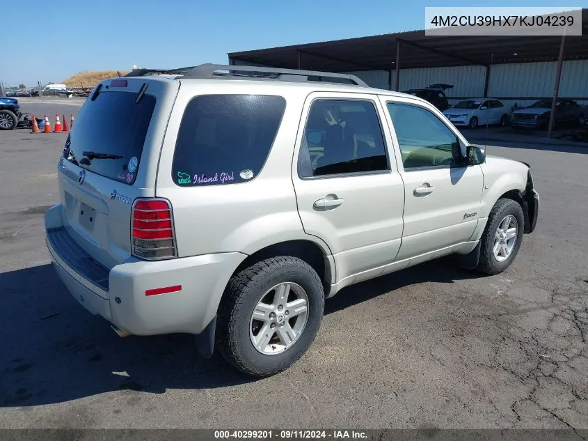 2007 Mercury Mariner Hybrid VIN: 4M2CU39HX7KJ04239 Lot: 40299201