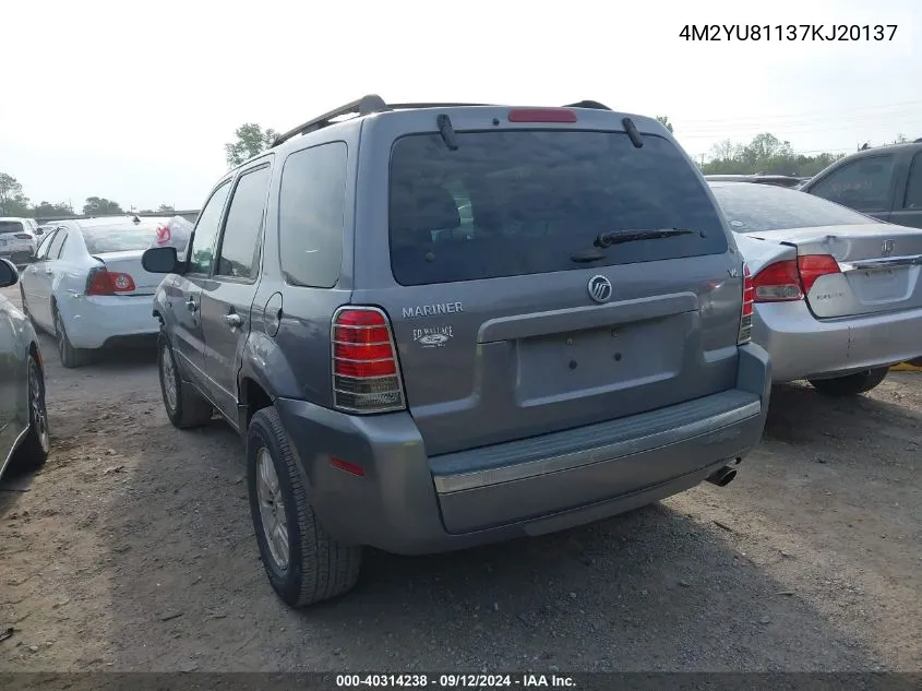 2007 Mercury Mariner Luxury VIN: 4M2YU81137KJ20137 Lot: 40314238