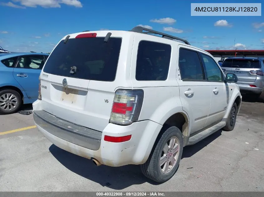 2008 Mercury Mariner V6 VIN: 4M2CU81128KJ12820 Lot: 40322908