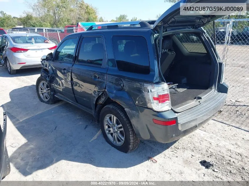 2009 Mercury Mariner Premier V6 VIN: 4M2CU87G59KJ00089 Lot: 40221970