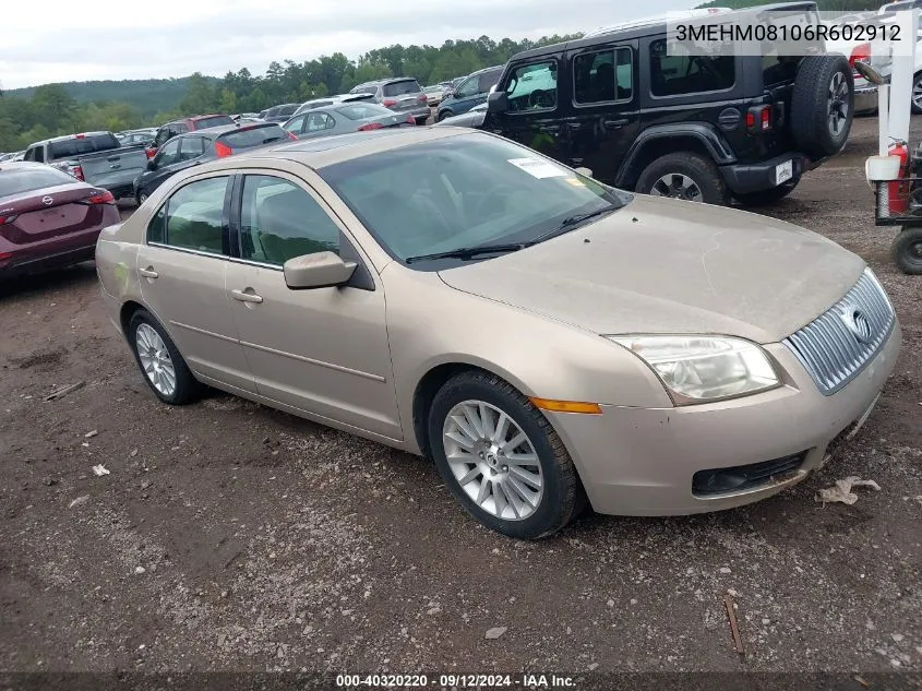 2006 Mercury Milan V6 Premier VIN: 3MEHM08106R602912 Lot: 40320220