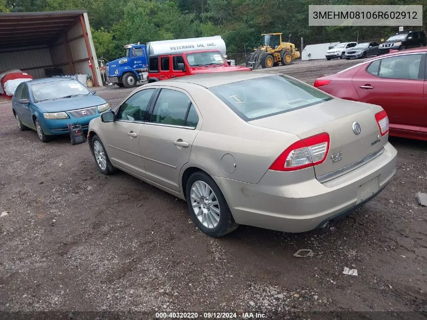 2006 Mercury Milan V6 Premier VIN: 3MEHM08106R602912 Lot: 40320220