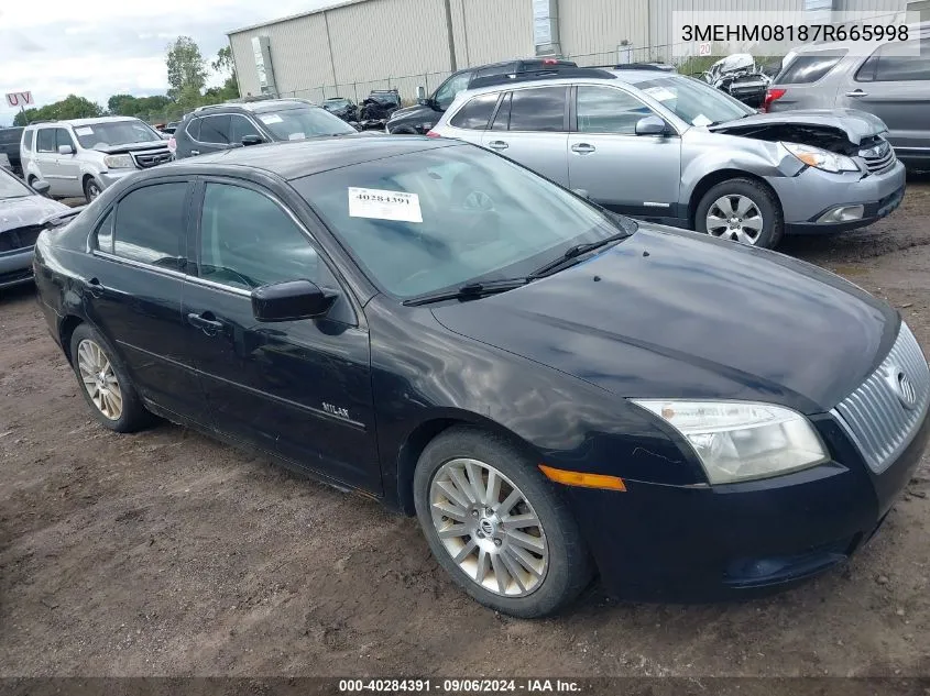 2007 Mercury Milan V6 Premier VIN: 3MEHM08187R665998 Lot: 40284391