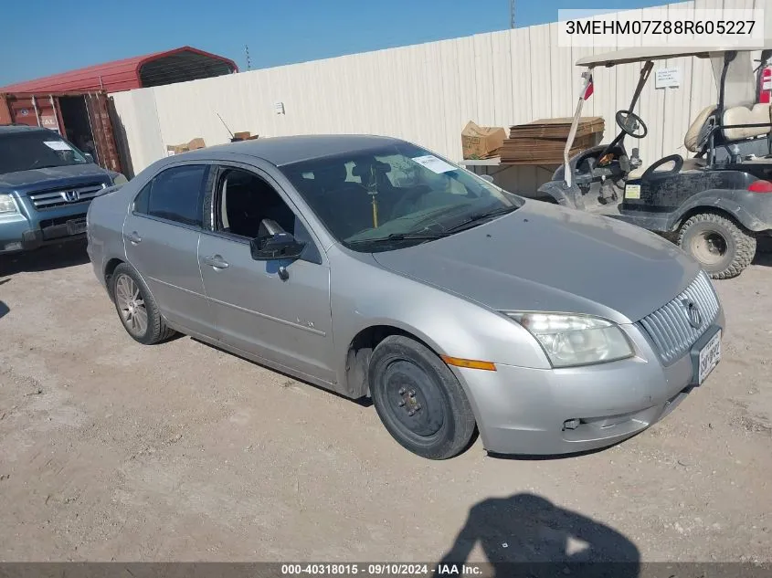 2008 Mercury Milan I4 VIN: 3MEHM07Z88R605227 Lot: 40318015