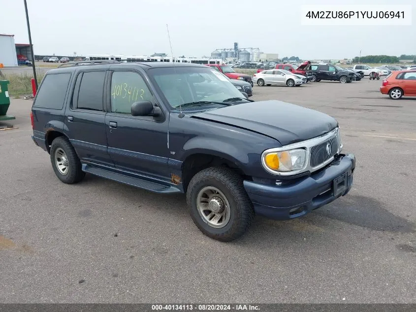 2000 Mercury Mountaineer VIN: 4M2ZU86P1YUJ06941 Lot: 40134113