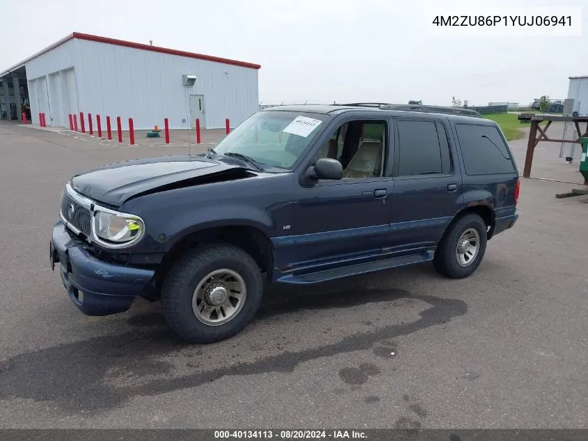 2000 Mercury Mountaineer VIN: 4M2ZU86P1YUJ06941 Lot: 40134113