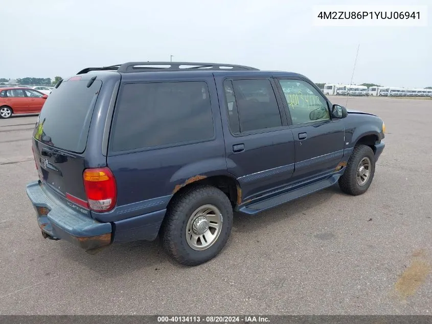 2000 Mercury Mountaineer VIN: 4M2ZU86P1YUJ06941 Lot: 40134113