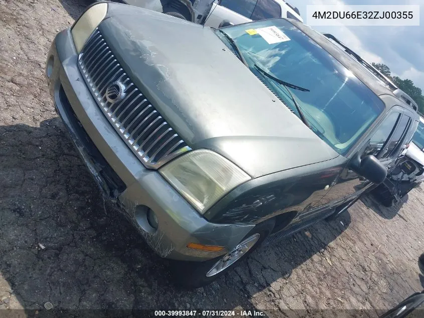 2002 Mercury Mountaineer VIN: 4M2DU66E32ZJ00355 Lot: 39993847