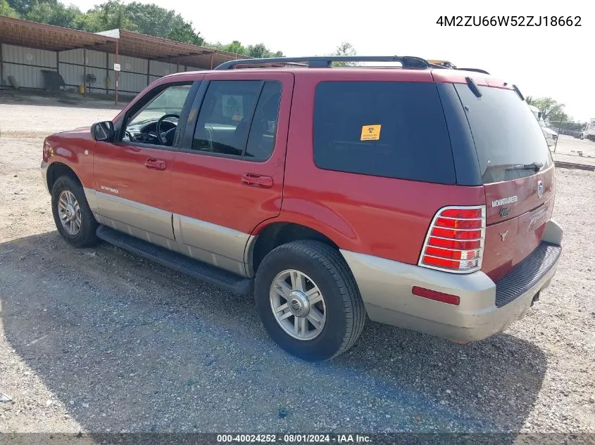 2002 Mercury Mountaineer VIN: 4M2ZU66W52ZJ18662 Lot: 40024252