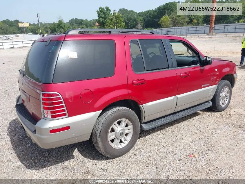 2002 Mercury Mountaineer VIN: 4M2ZU66W52ZJ18662 Lot: 40024252