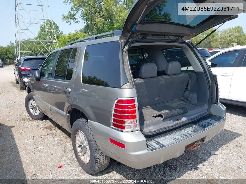 2002 Mercury Mountaineer VIN: 4M2ZU86E92ZJ31711 Lot: 40155975