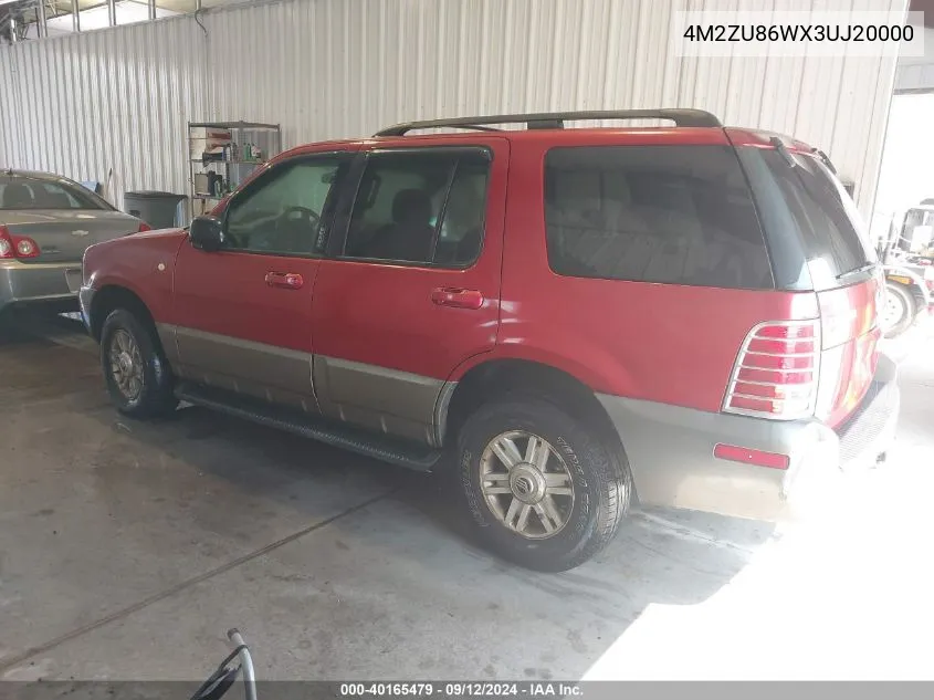 2003 Mercury Mountaineer VIN: 4M2ZU86WX3UJ20000 Lot: 40165479