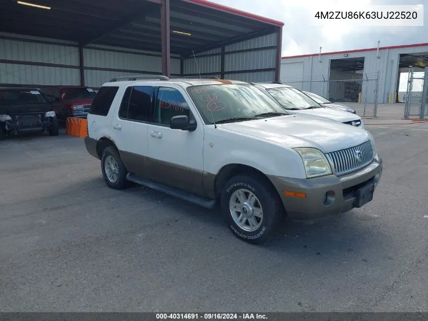 4M2ZU86K63UJ22520 2003 Mercury Mountaineer